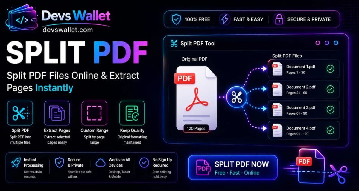 Split PDF tool for extracting pages and dividing PDF documents online