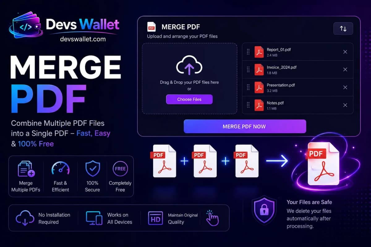 Merge PDF Online Free - Combine Multiple PDF Files with Devs Wallet