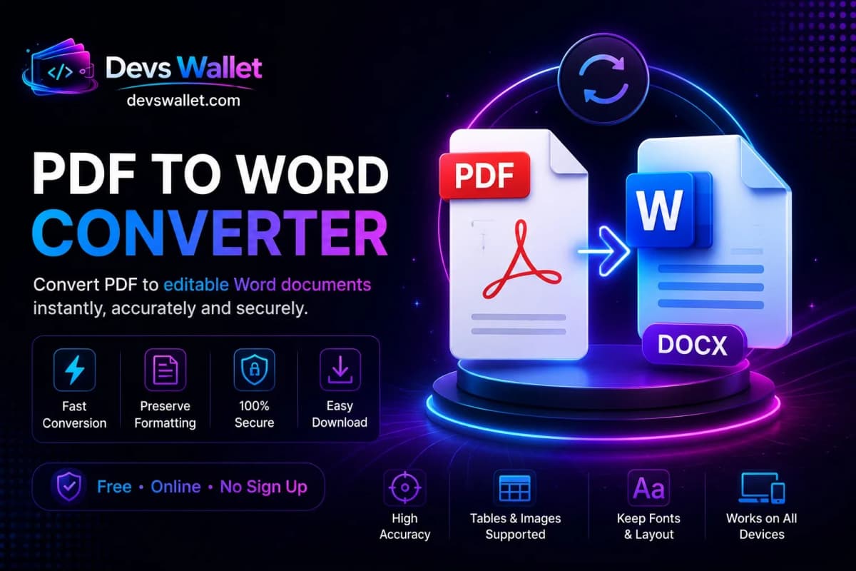 PDF to Word Converter for converting PDF files into editable Microsoft Word documents while preserving formatting.