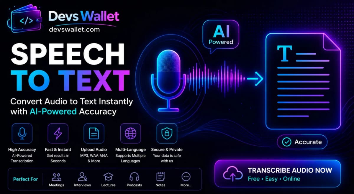 Speech to Text online tool for converting audio and voice into text