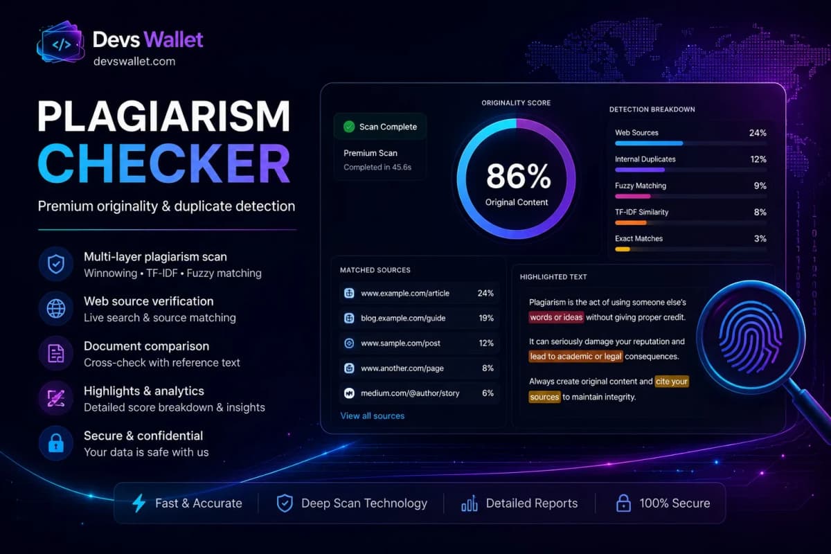 Plagiarism Checker guide and tutorial on Devs Wallet