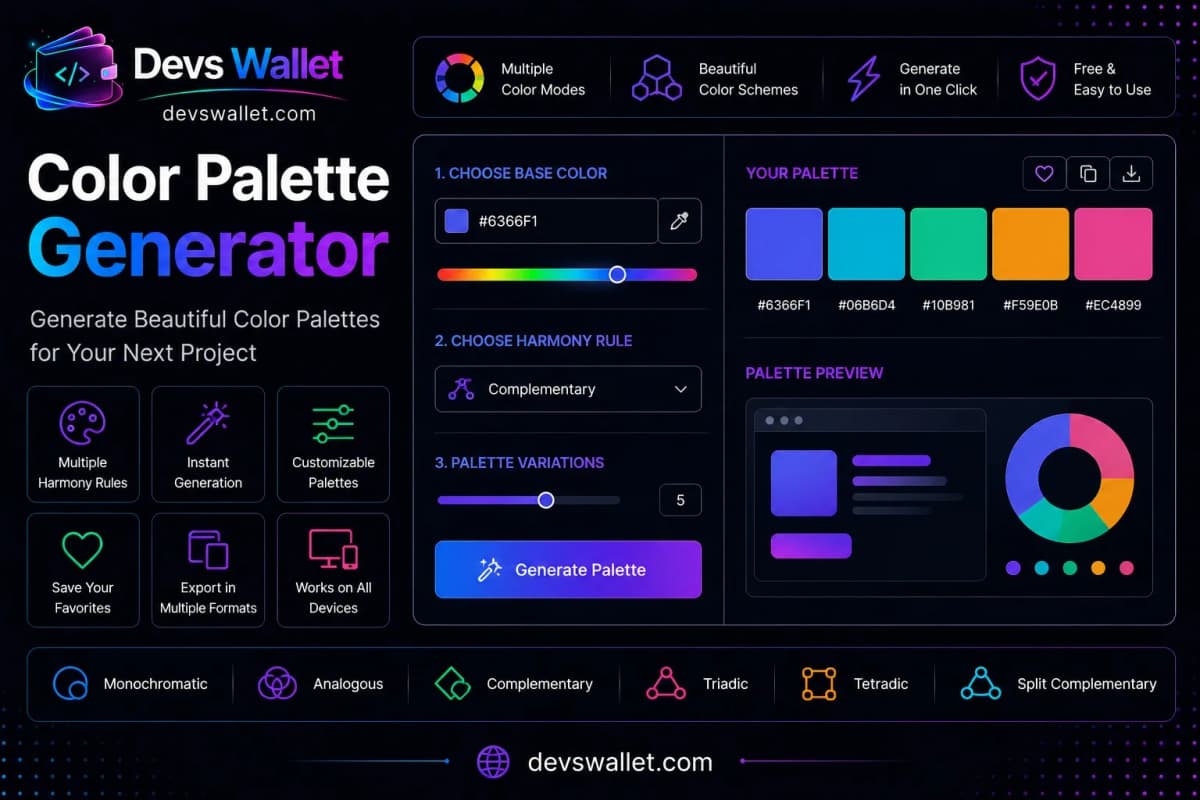 Color Palette Generator guide and tutorial on Devs Wallet