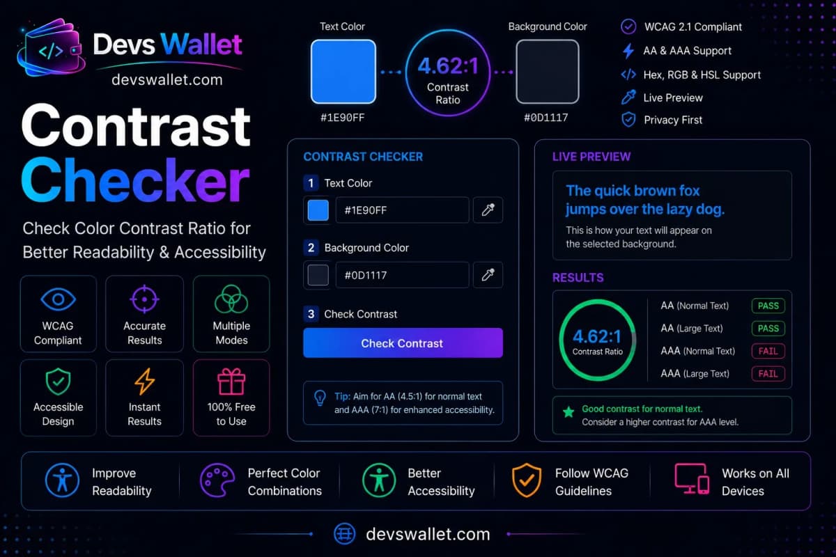 Contrast Checker guide and tutorial on Devs Wallet