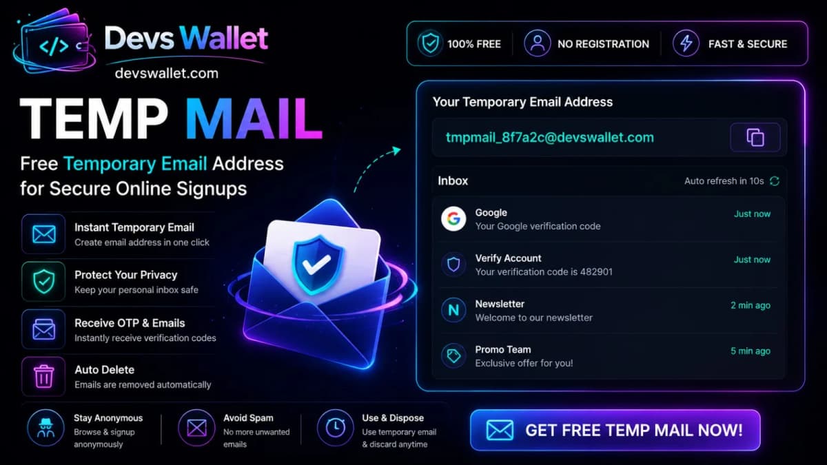 Temp Mail free temporary email address and disposable email inbox