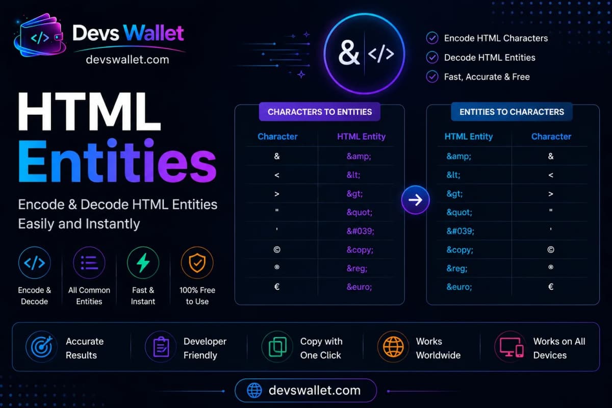 HTML Entities guide and tutorial on Devs Wallet