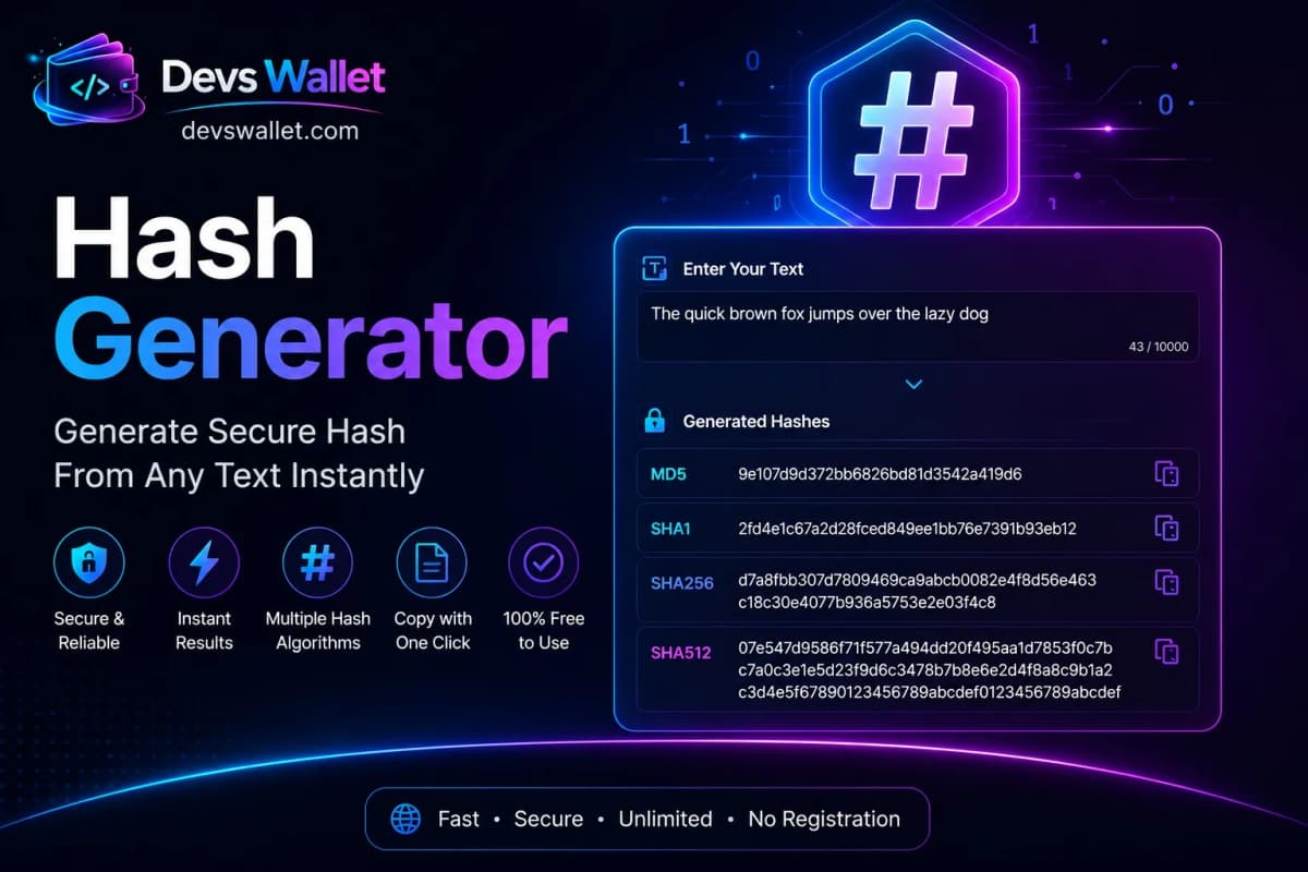 Hash Generator guide and tutorial on Devs Wallet
